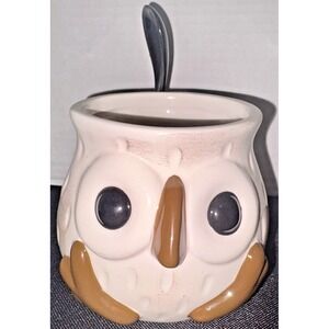 Cute White Snowy Owl Mug w/ Feet and Spoon Set By Arlington Designs NWOT